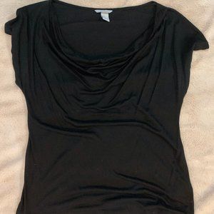 Black Drape Neck Blouse